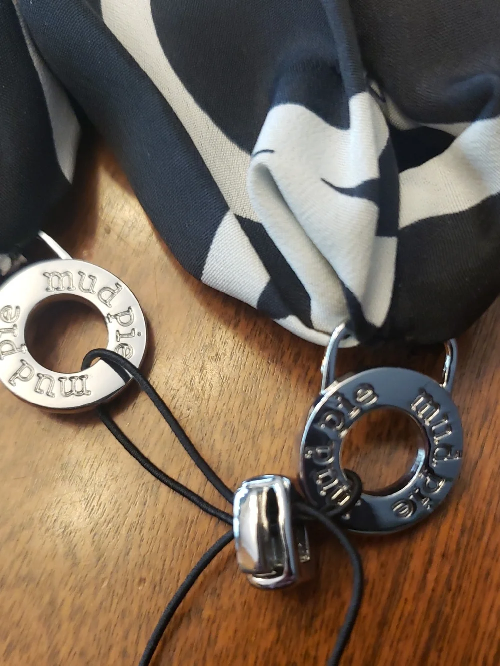 Mud Pie Black & White Patterned Scarf Necklace - OS